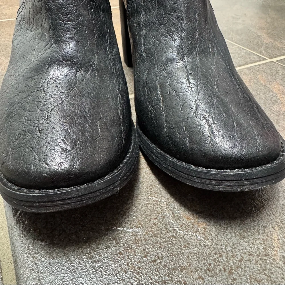 Tory Burch Kayden Buckle Strap Leather Ankle Boots Black 9.5